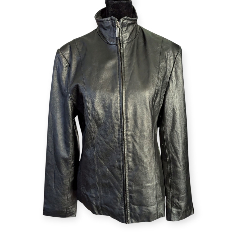 Black Genuine Leather Jacket Size Medium